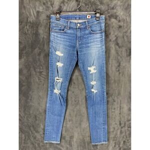 Levi Strauss Made in Japan Selvedge Distressed Slim Jeans Blue Sample Size 27